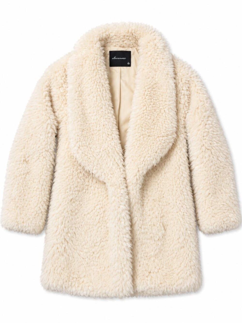 Olivaceous Cream Faux-fur Teddy Coat Size L
